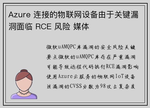 Azure 连接的物联网设备由于关键漏洞面临 RCE 风险 媒体