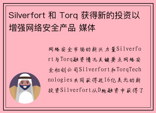 Silverfort 和 Torq 获得新的投资以增强网络安全产品 媒体