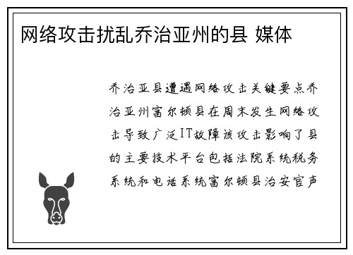 网络攻击扰乱乔治亚州的县 媒体