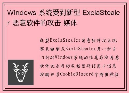 Windows 系统受到新型 ExelaStealer 恶意软件的攻击 媒体